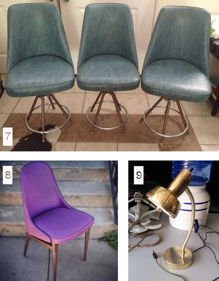 vegas cl brass lamp and purple chair