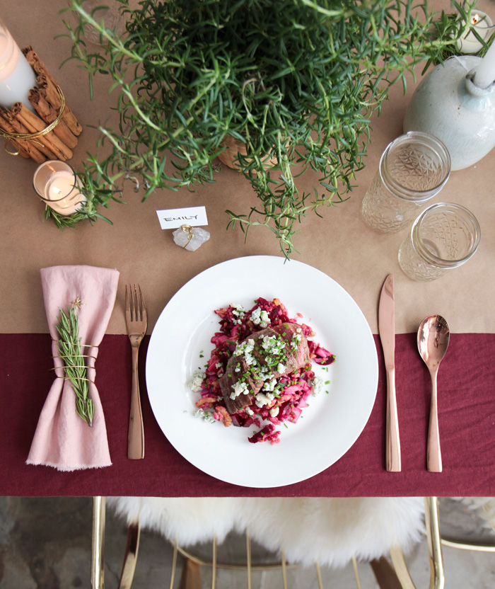 Holiday Tablescape_blue apron rosemary burgandy emily henderson