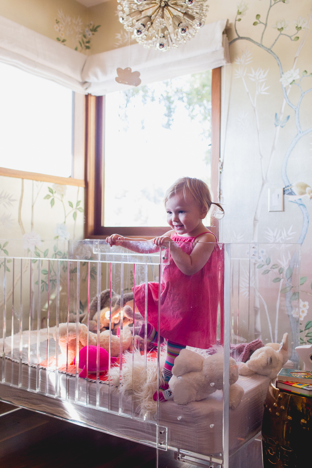 Modern Glam Nursery Lucite Metallic Childrens Room Lucite Crib 1