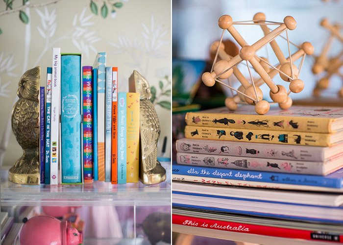 Modern Glam Nursery bookshelf lucite