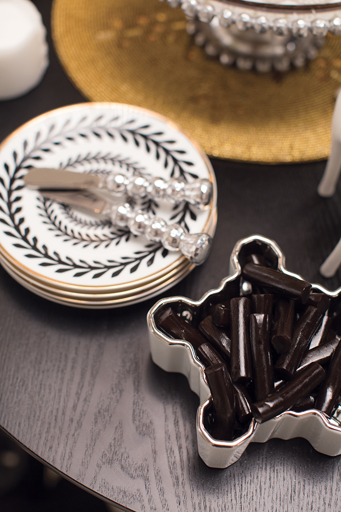 Target Holiday Emily Henderson Black White Gold Dining Room plates