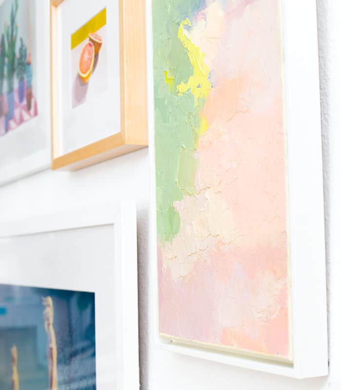 Living Room_Gallery Wall_White Clean_Pink_Green_Emily Henderson_Etsy_Framebridge_Midcentury Modern_frames