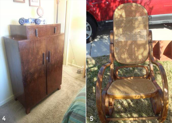 Vintage dresser and thonet rocker