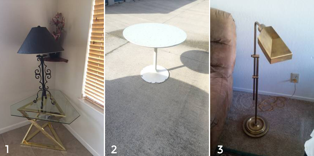 brass table and lamp