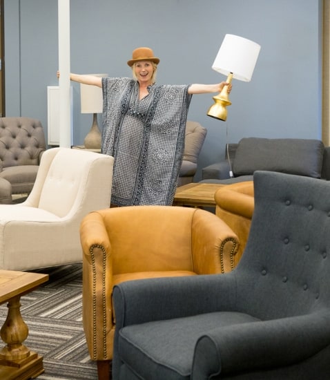 Emily Henderson gold lamp