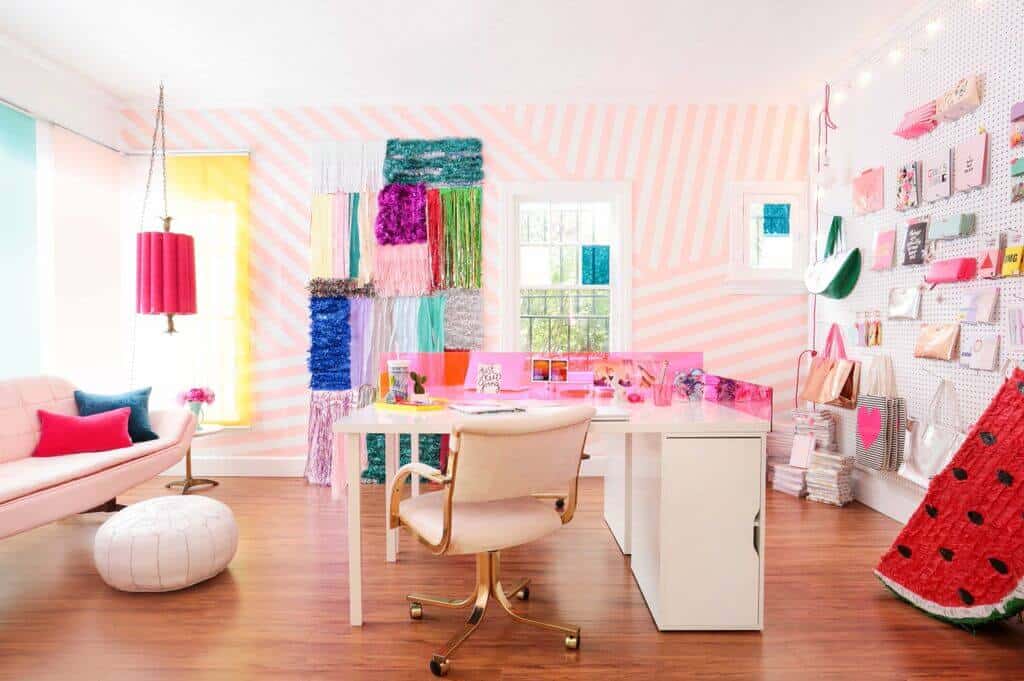 pink-diagonal-striped-wall