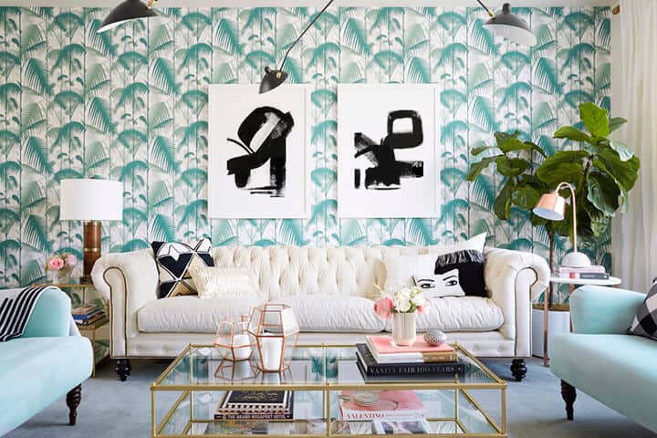 Emily Henderson_Nicolette Mason_Living Room_Pink_Green_Regency_Modern
