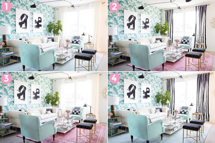 High Contrast_Wrong Kind Of Crazy_Pink_Mint_Living Room_Nicolette Mason_Roundup
