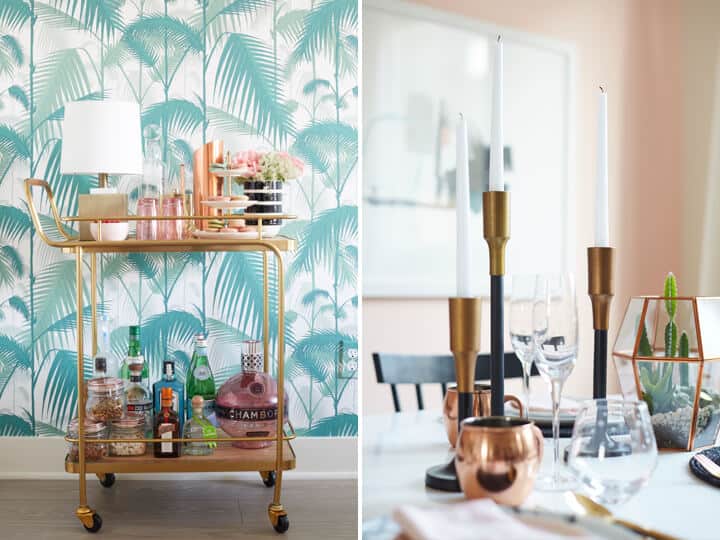 gold_bar_cart_Palm_tree_wall_paper_copper