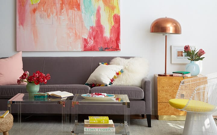 1 Sofa 4 Ways_Redbook_DIY_Styled Book_Emily Henderson_Pink_White_Yellow_Midcentury_Boho_Bohemian