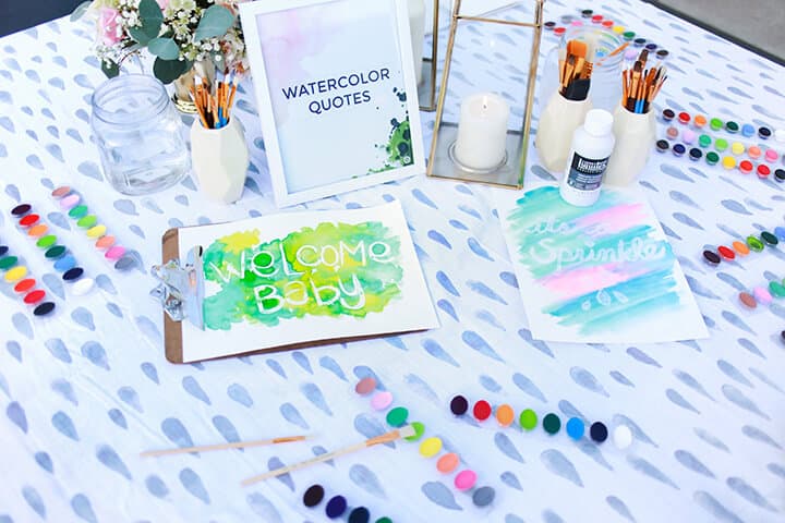 Emily Henderson_Baby Shower_Sprinkle_Target_DIY Watercolor messages
