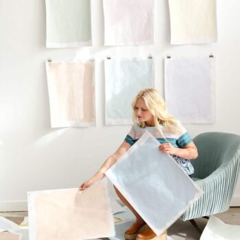 Emily Henderson Picking Pastel Paints Green Velvet Chair