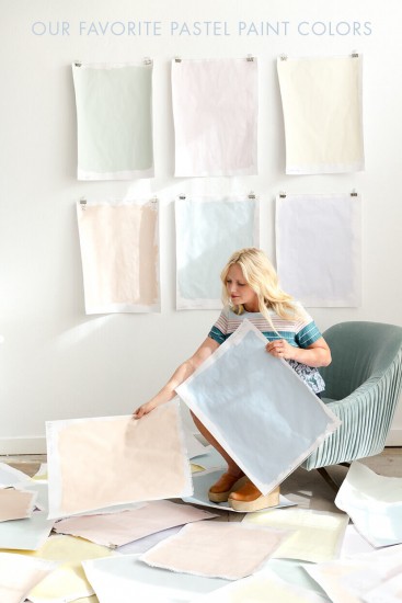 Emily Henderson Picking Pastel Paints Green Velvet Chair