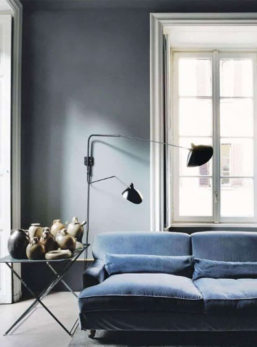 Low Blue Velvet Sofa