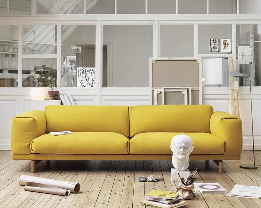 Low Modern Yellow Sofa