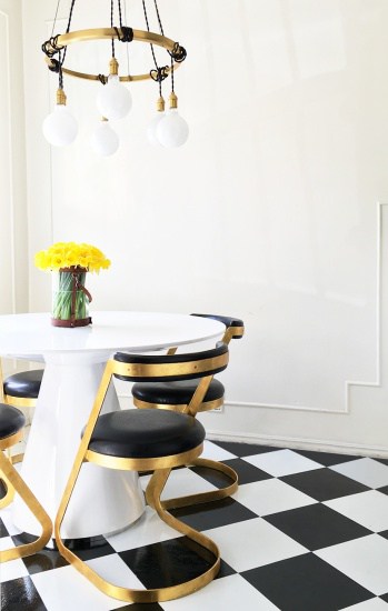 DIY Vinyl Kitchen Floor Tile Peel and Stick Retro Brady Tolbert Kitchen Vintage Dining Room After 1