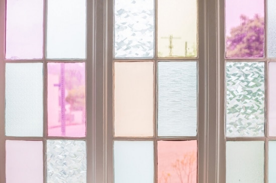 Gila DIY Window Film Happy Bright Pastel Emily Henderson Bamboo Seating Area Windows