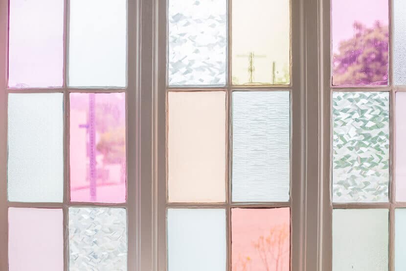 Gila DIY Window Film Happy Bright Pastel Emily Henderson Bamboo Seating Area Windows