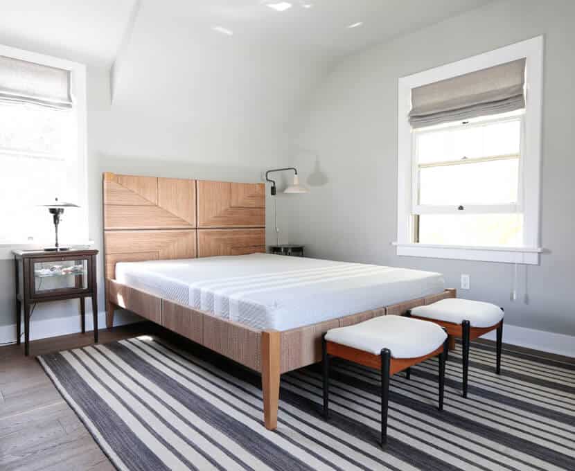 Scotts Bedroom Guest Bedroom Rattan Headboard Grey Masculine Leesa3