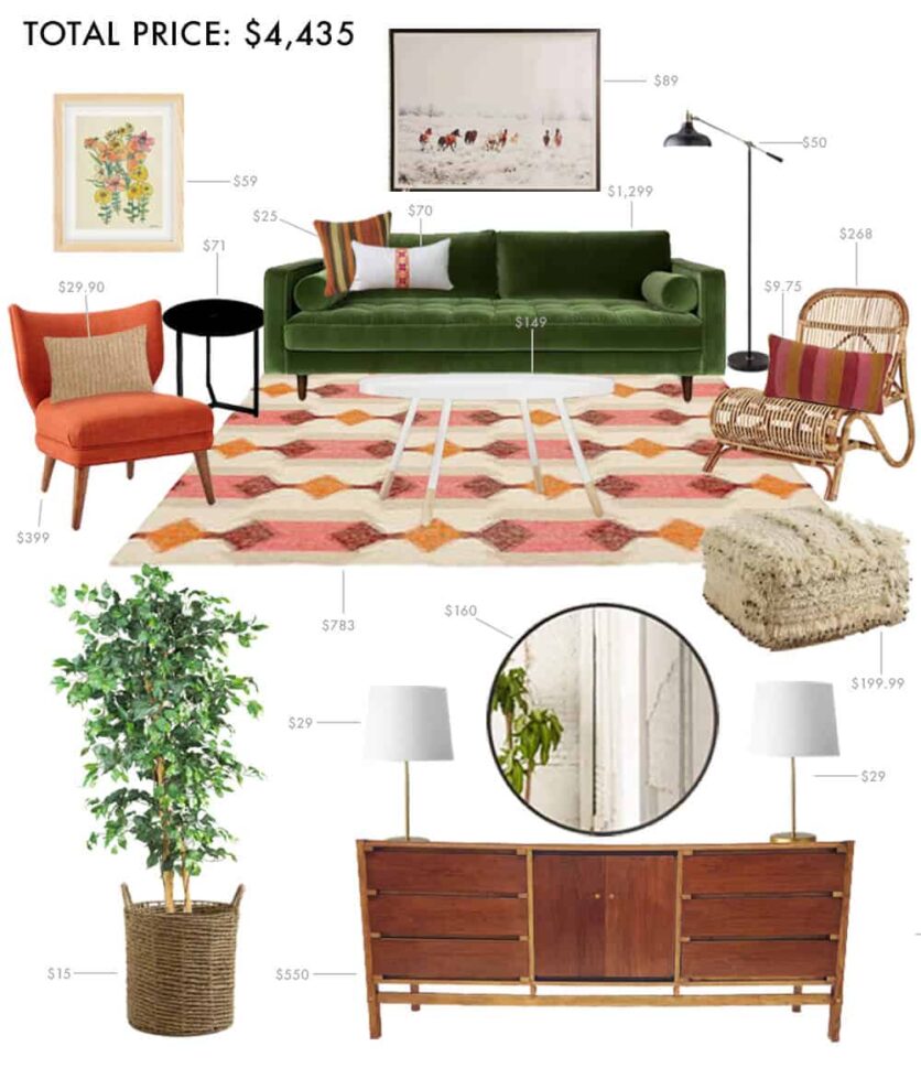 Budget Living Room Boho Anthropologie Hippie Casual Emily Henderson Moodbaord Roundup 2