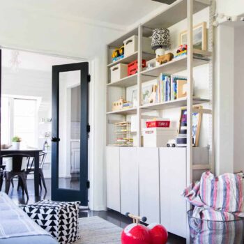 Suzanne's Sophisticated Childrens Playroom Makeover Neutral Kids Blue Grey Emily Henderson-087