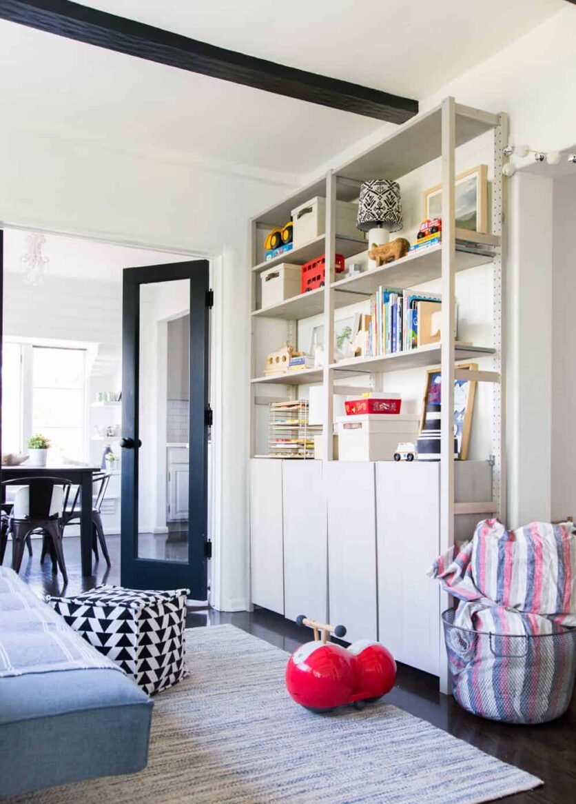 Suzanne's Sophisticated Childrens Playroom Makeover Neutral Kids Blue Grey Emily Henderson-087