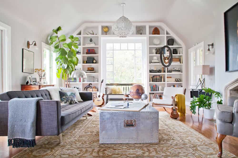 silver trunk antique modern bachelor living room_vintage and new