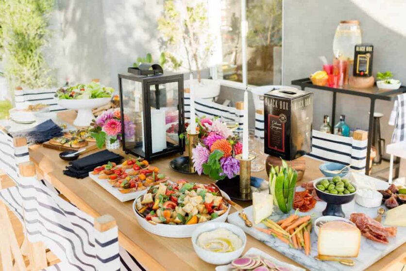 Summer Party_Outdoor Entertaining_Emily Henderson_Blackbox Wines_Flowers_Casual_Pink_Orange_Modern_Organic_Boho_Black_Grey_Blue_27