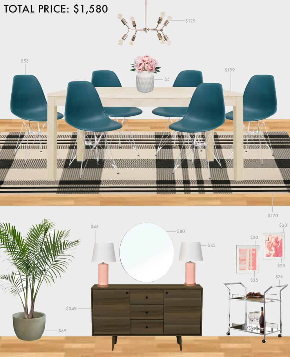 Budget-Dining-Room_Emily-Henderson_Roundup_Affordable_MidCentury_Eclectic_Blue_Pink_1.5K
