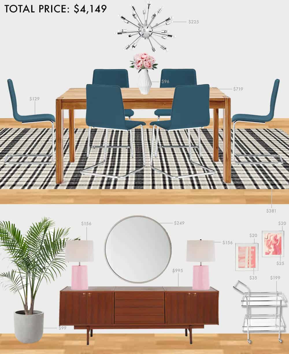 Budget-Dining-Room_Emily-Henderson_Roundup_Affordable_MidCentury_Eclectic_Blue_Pink_5K