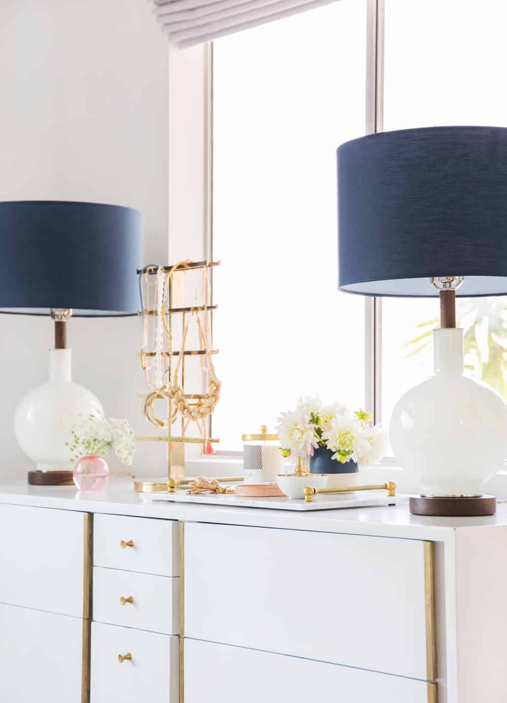 Master Bedroom Reveal Emily Henderson Design White Pink Blue and Gold-101
