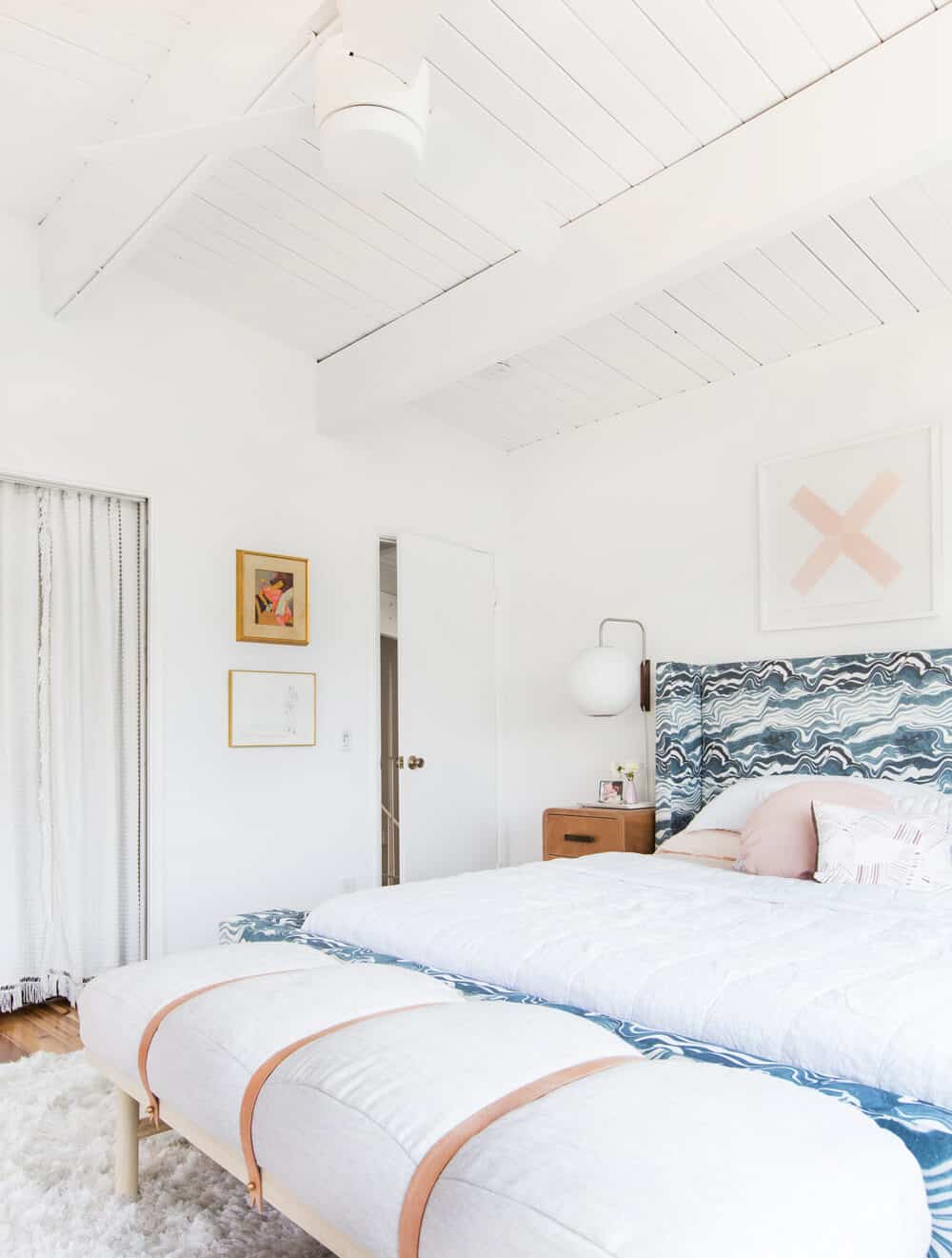 Master Bedroom Reveal Emily Henderson Design White Pink Blue and Gold-199