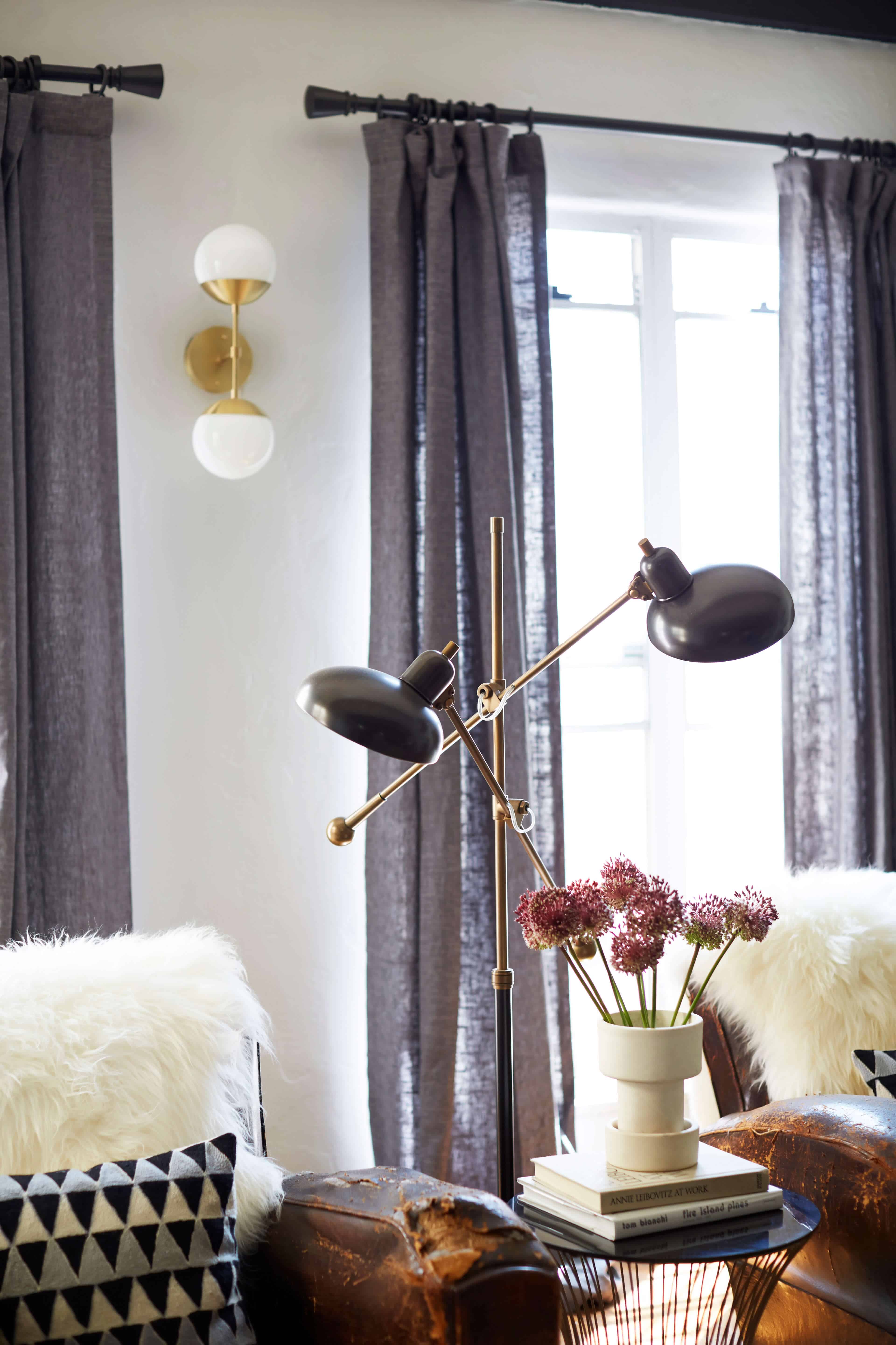 brady-tolbert-design_emily-henderson_living-room_eclectic_pavillion-grey_farrow-and-ball_brass-coffee-table_english-roll-arm_albini_masculine_traditional_west-elm_souk_flokati_leather_16