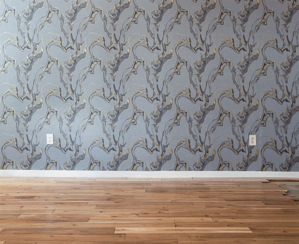 tempaper_marbled-wallpaper_behind-the-scenes_emily-henderson_living-room_grey_moody_wood_midcentury-modern_gif_1