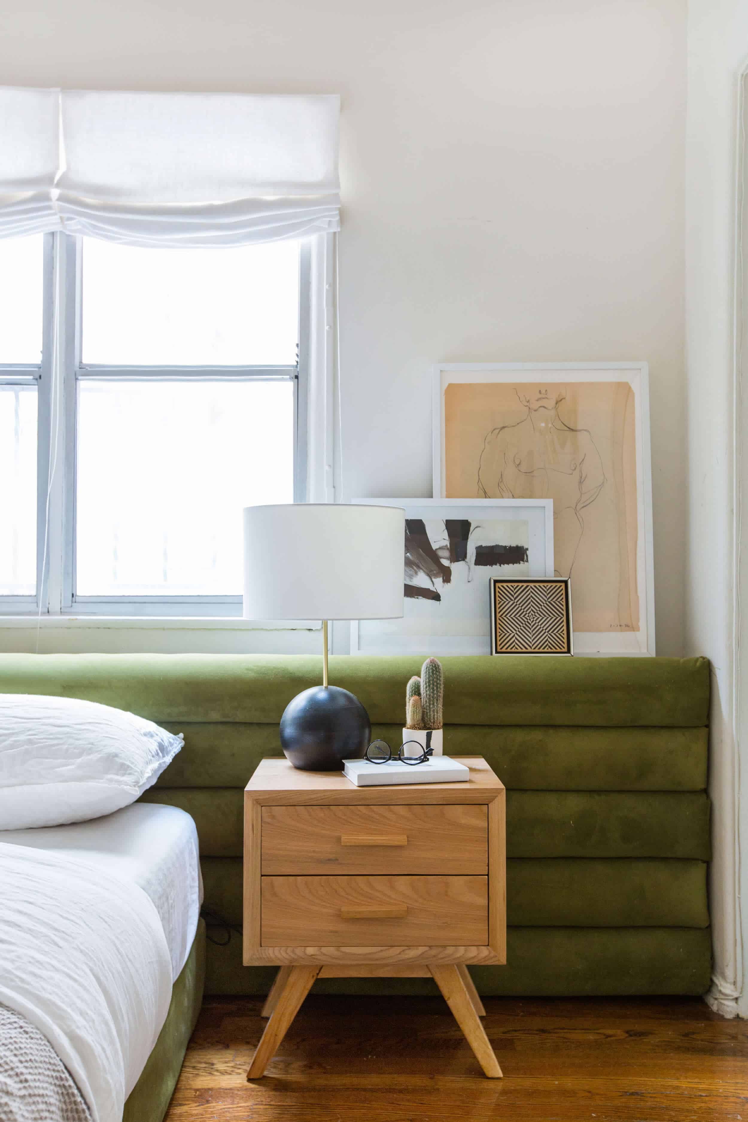emily-henderson_sapira-mattress_diy-headboard_brady-tolbert_bedroom_green-velvet_channel-tufting_channel-tufted_masculine_boho_chic_headboard_8