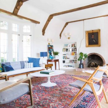Emily Henderson_Home_Livingroom Design_Wood Naturally_Refinished Beams_1