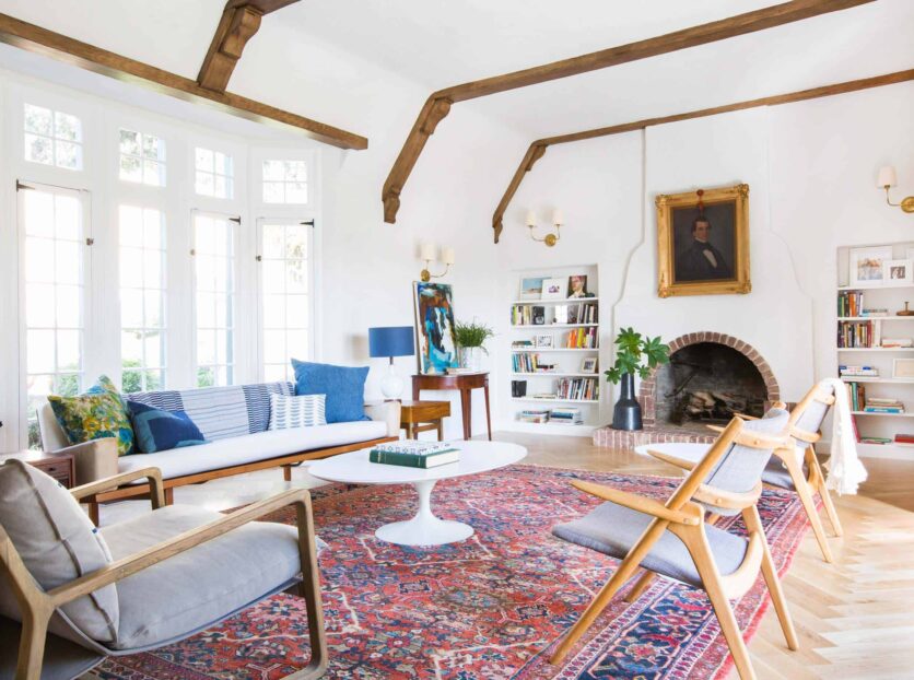 Emily Henderson_Home_Livingroom Design_Wood Naturally_Refinished Beams_1