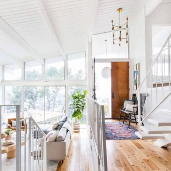 Emily Henderson_Living Room_Staged To Sell_Boho_Mid Century_Eclectic_Blue_White_Styled_Couch_Sectional_Staged9