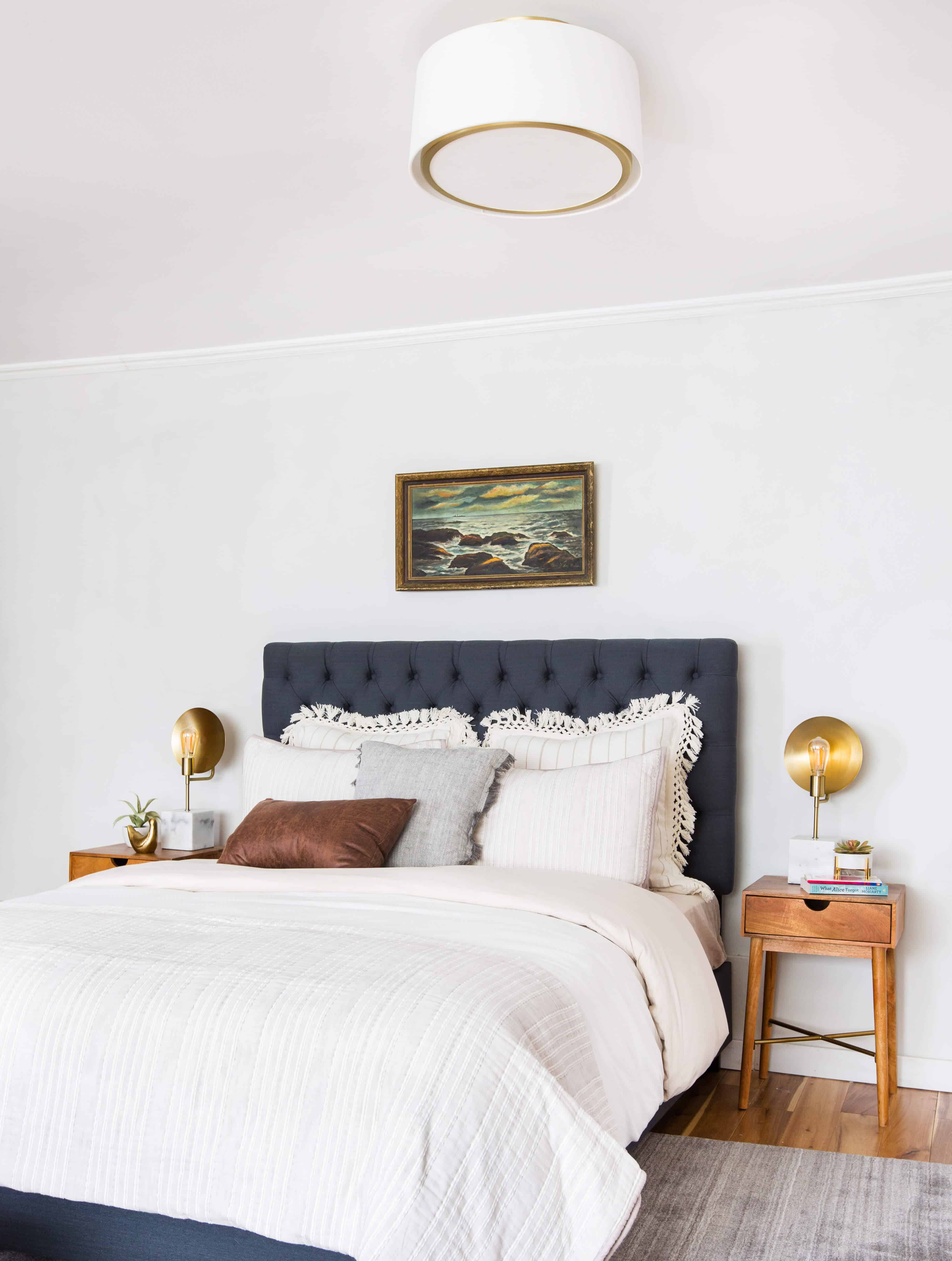 Emily Henderson_Target_Bed Styling_Styling to Sell_White_Blue_Leather_Gray_Guest Bedroom_5
