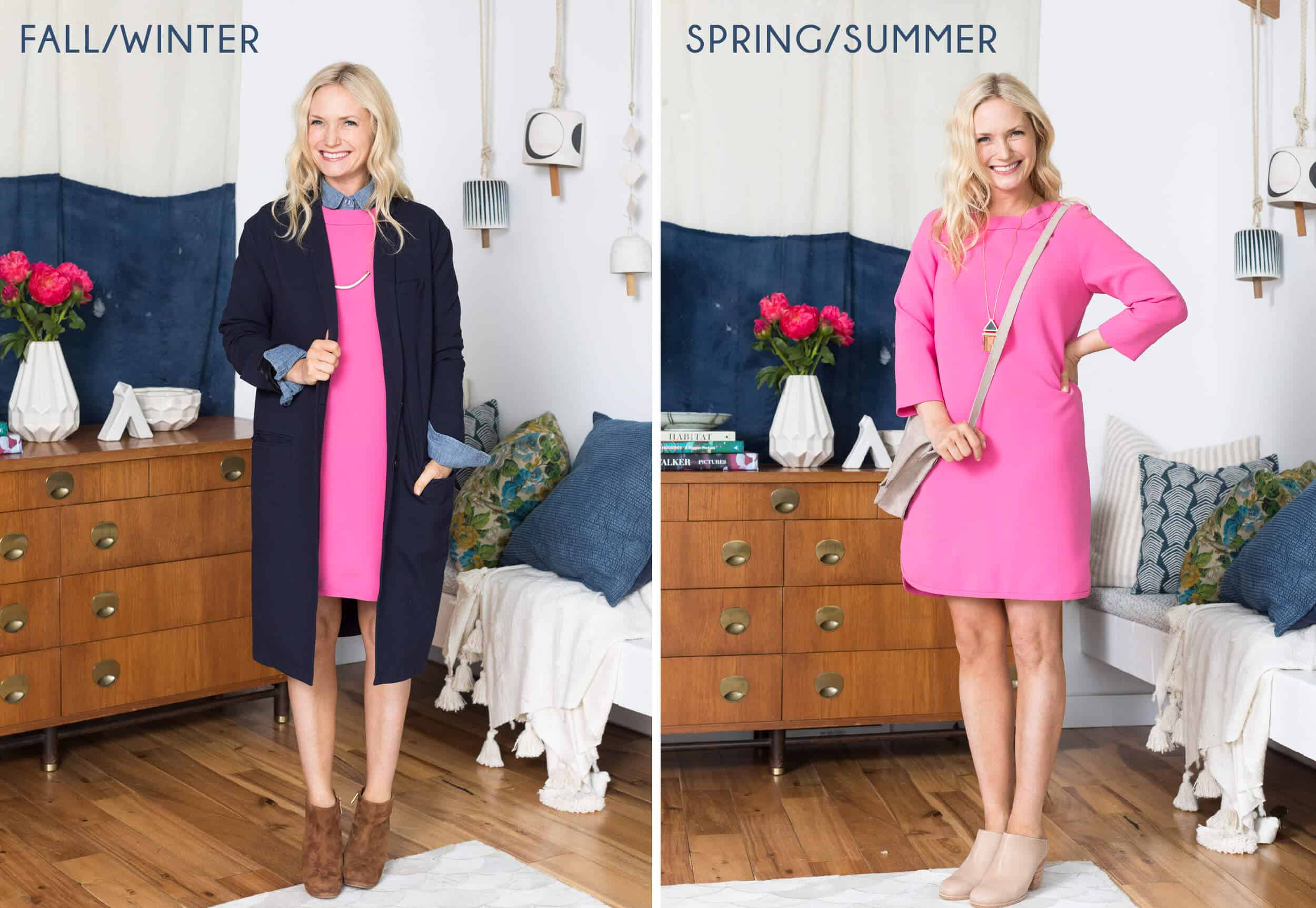 Emily Henderson Transitional Fashion Pink Dress