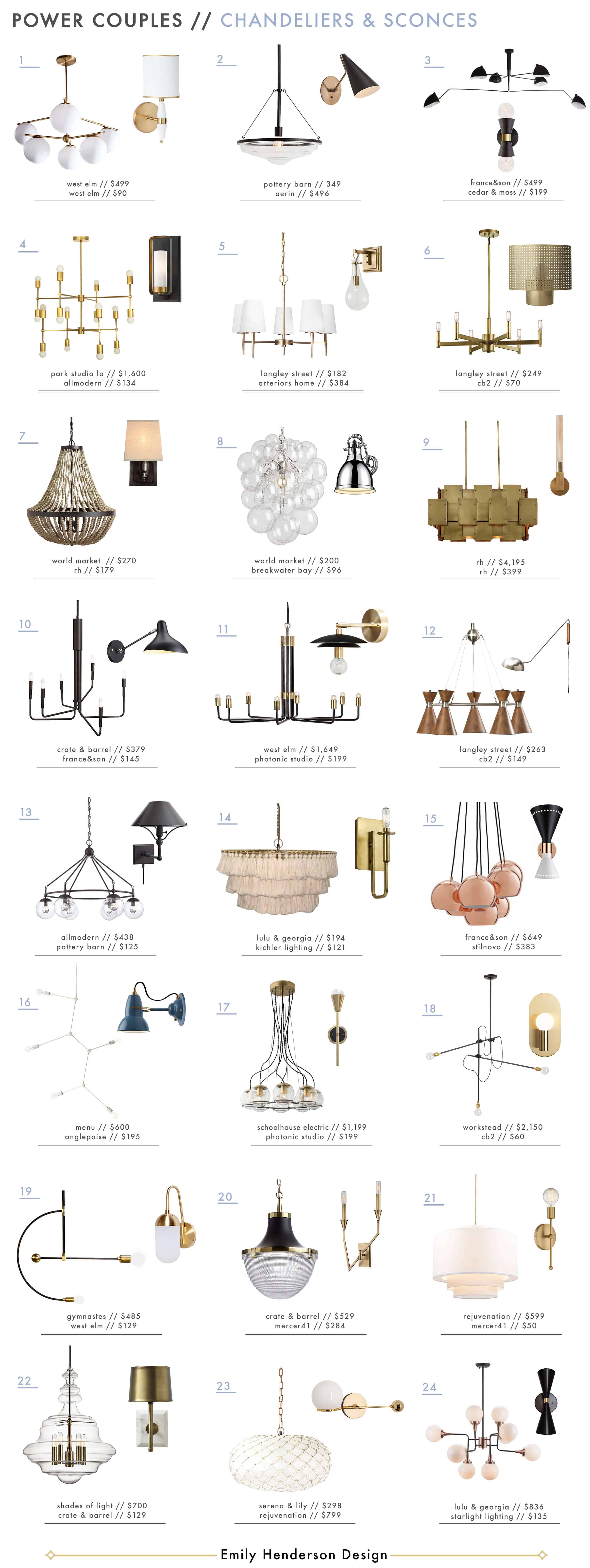 Emily Henderson_Power Couples_Chandelier_Sconce_Lighting_Pairs_Roundup