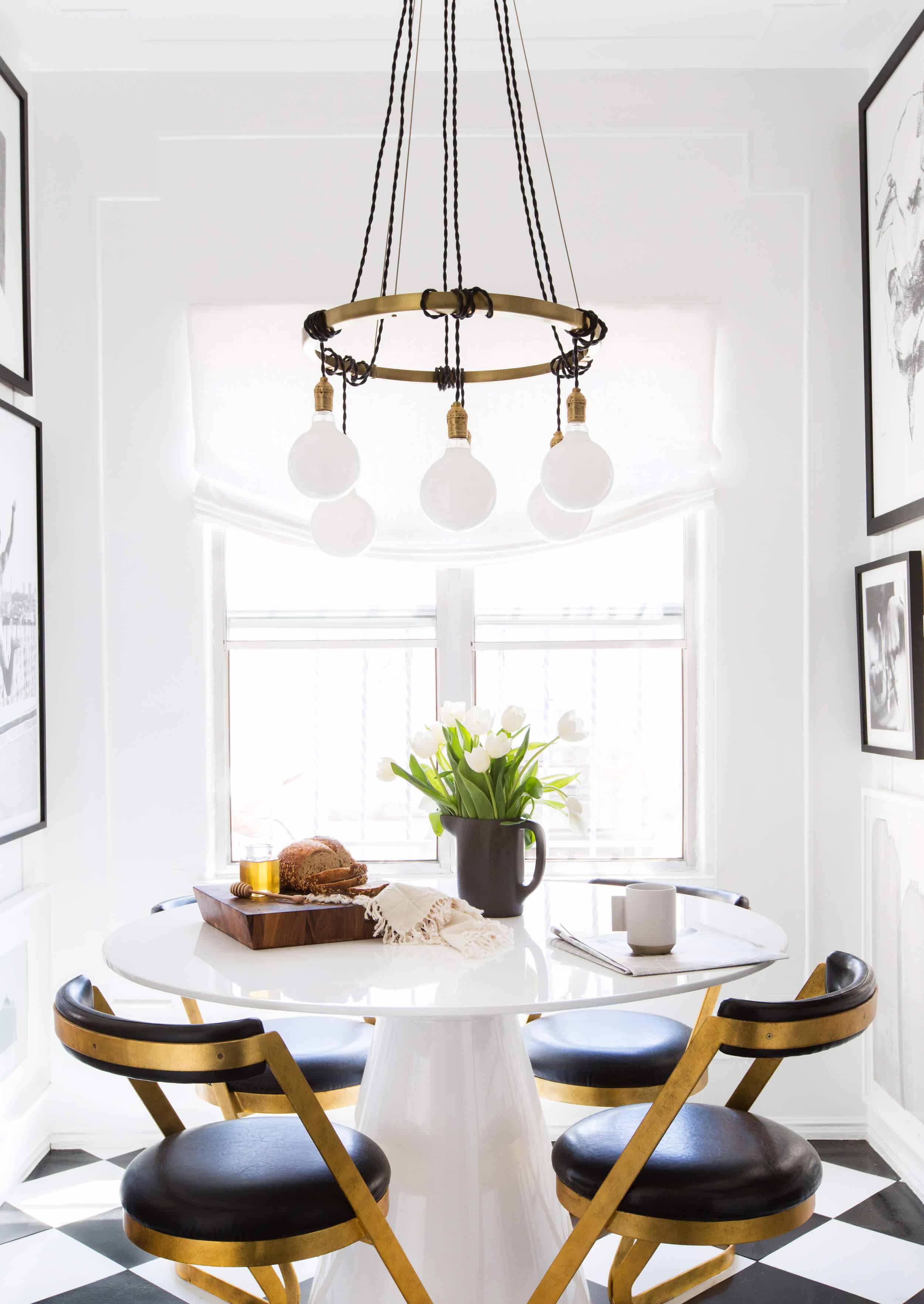 Brady-Tolbert_Emily-Henderson_Black-and-White-Kitchen_Vintage_Apartment-Refresh_Wood_Brass_Checkered-Floor_Copper-Pots_Eclectic_Glam_Modern_Traditional_10