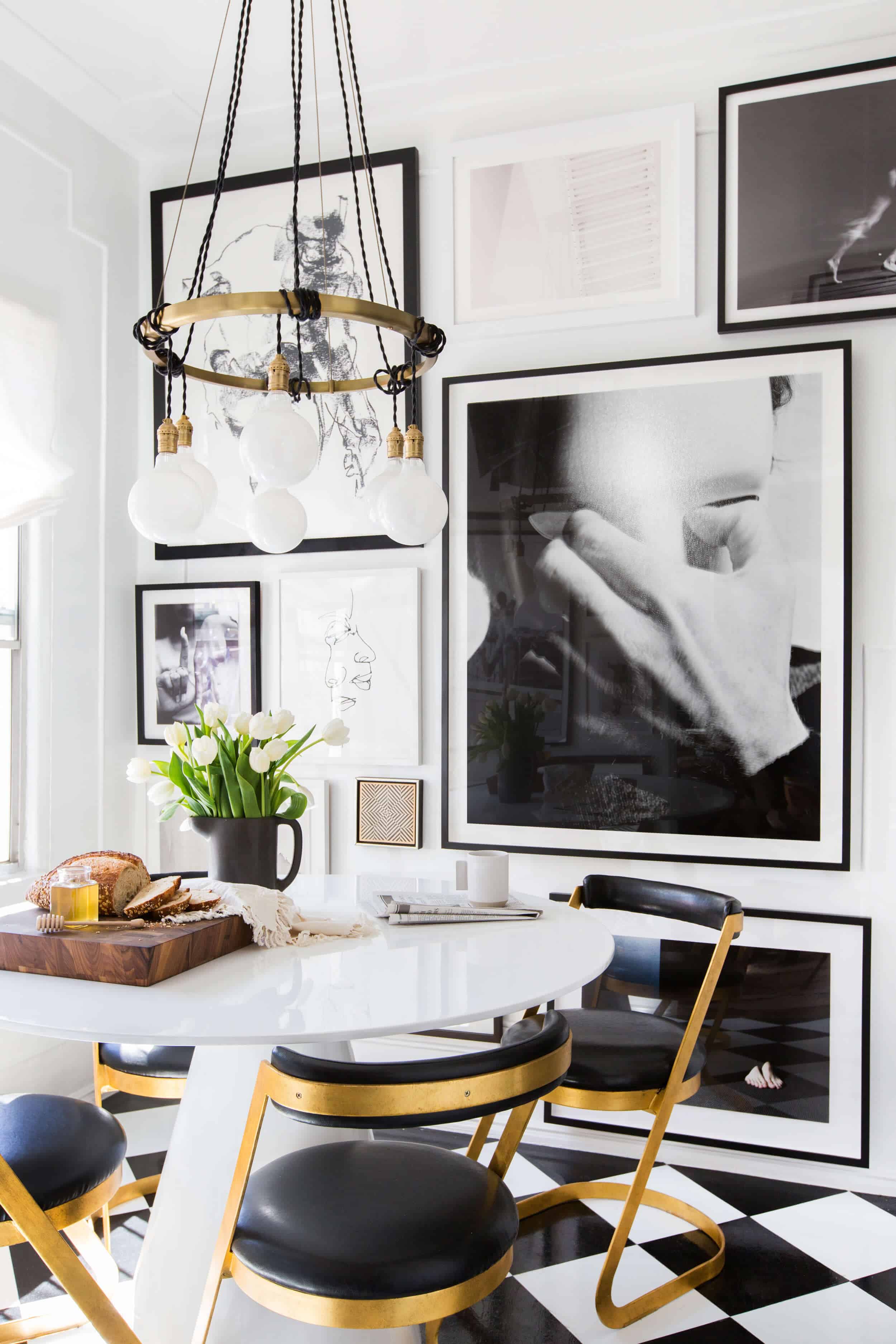 Brady-Tolbert_Emily-Henderson_Black-and-White-Kitchen_Vintage_Apartment-Refresh_Wood_Brass_Checkered-Floor_Copper-Pots_Eclectic_Glam_Modern_Traditional_5