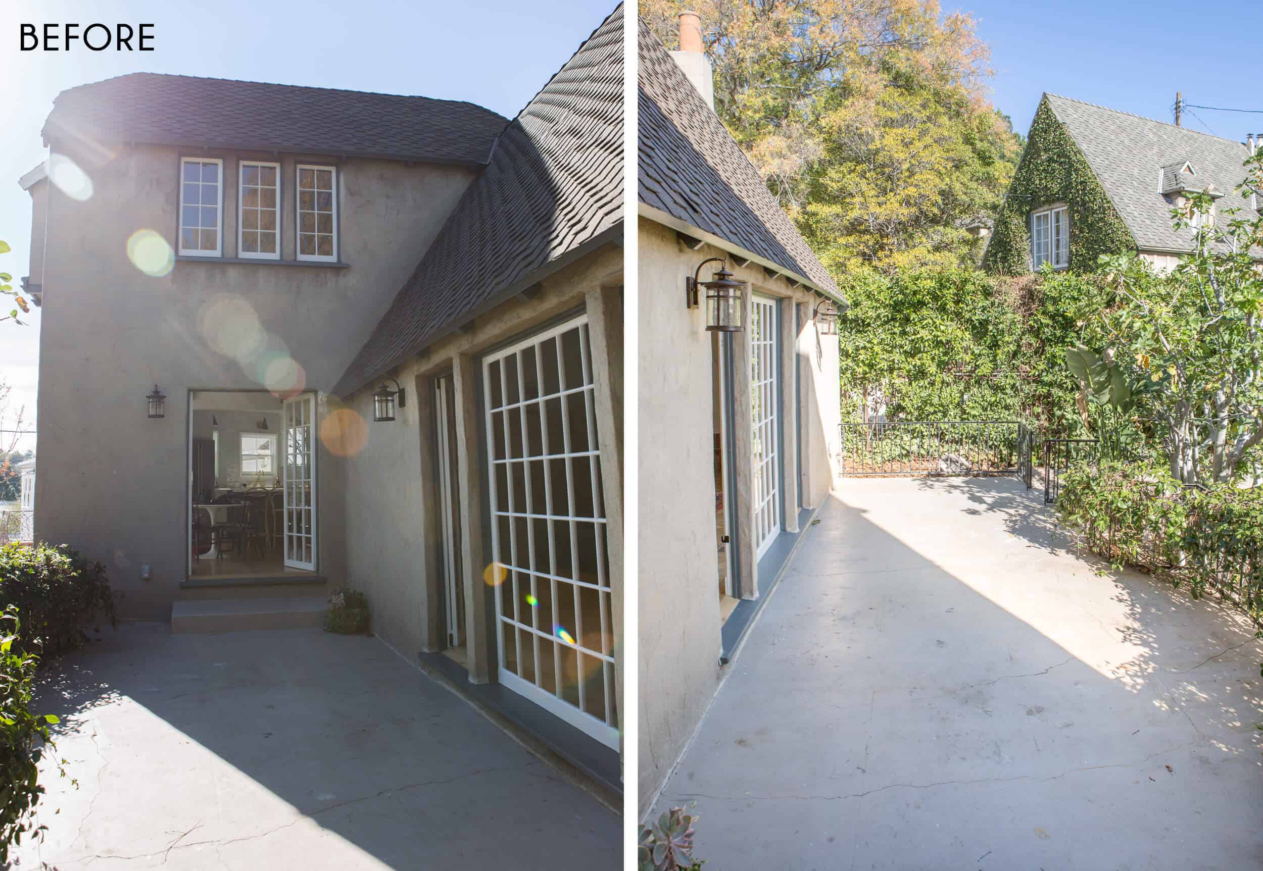 Emily-Henderson_New-House_Modern-English-Cottage_Courtyard_Intro-Post_Before_Side-By-Side_1