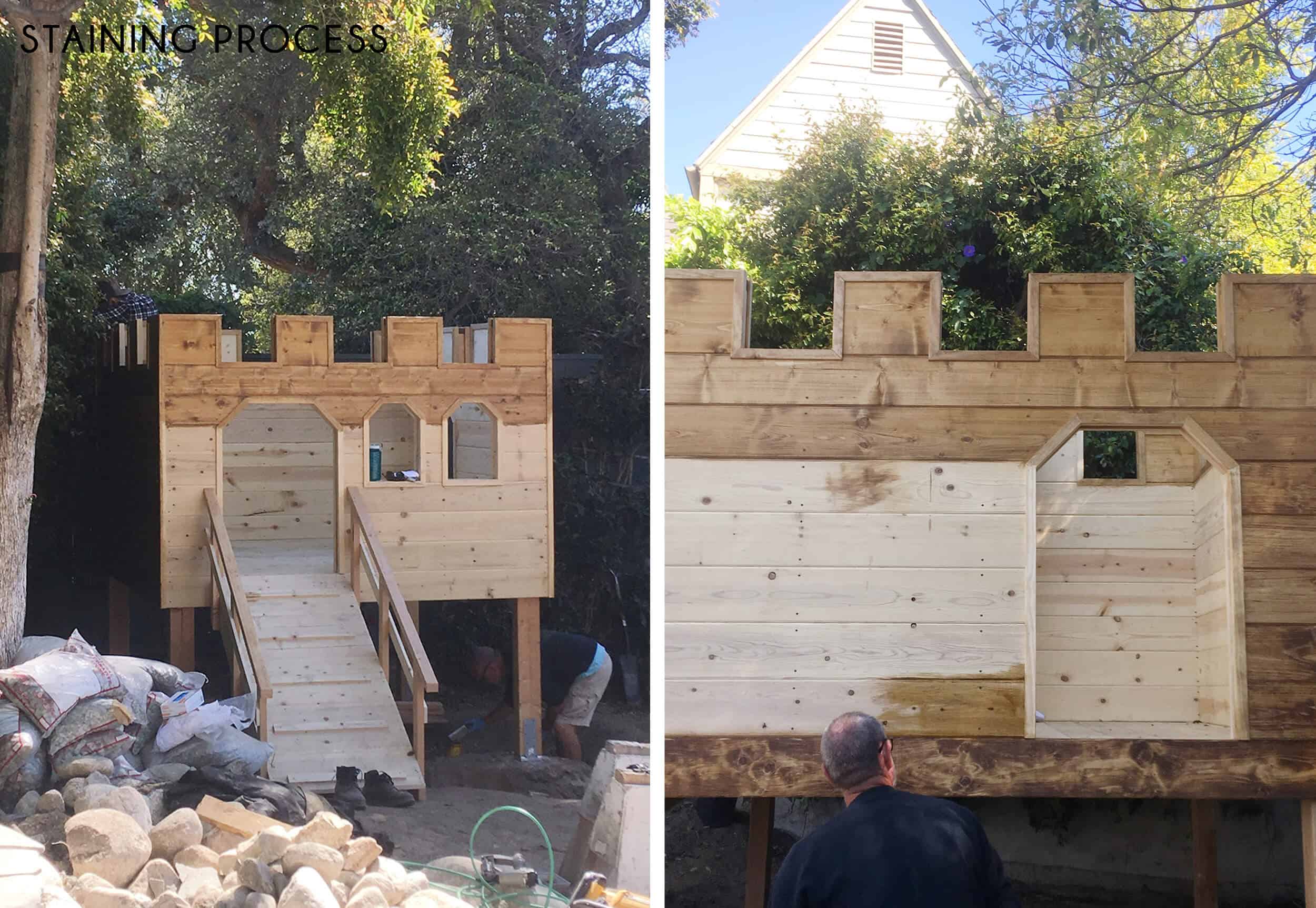 Emily-Henderson_Waverly_Backyard_Playfort_Castle_Staining-Process