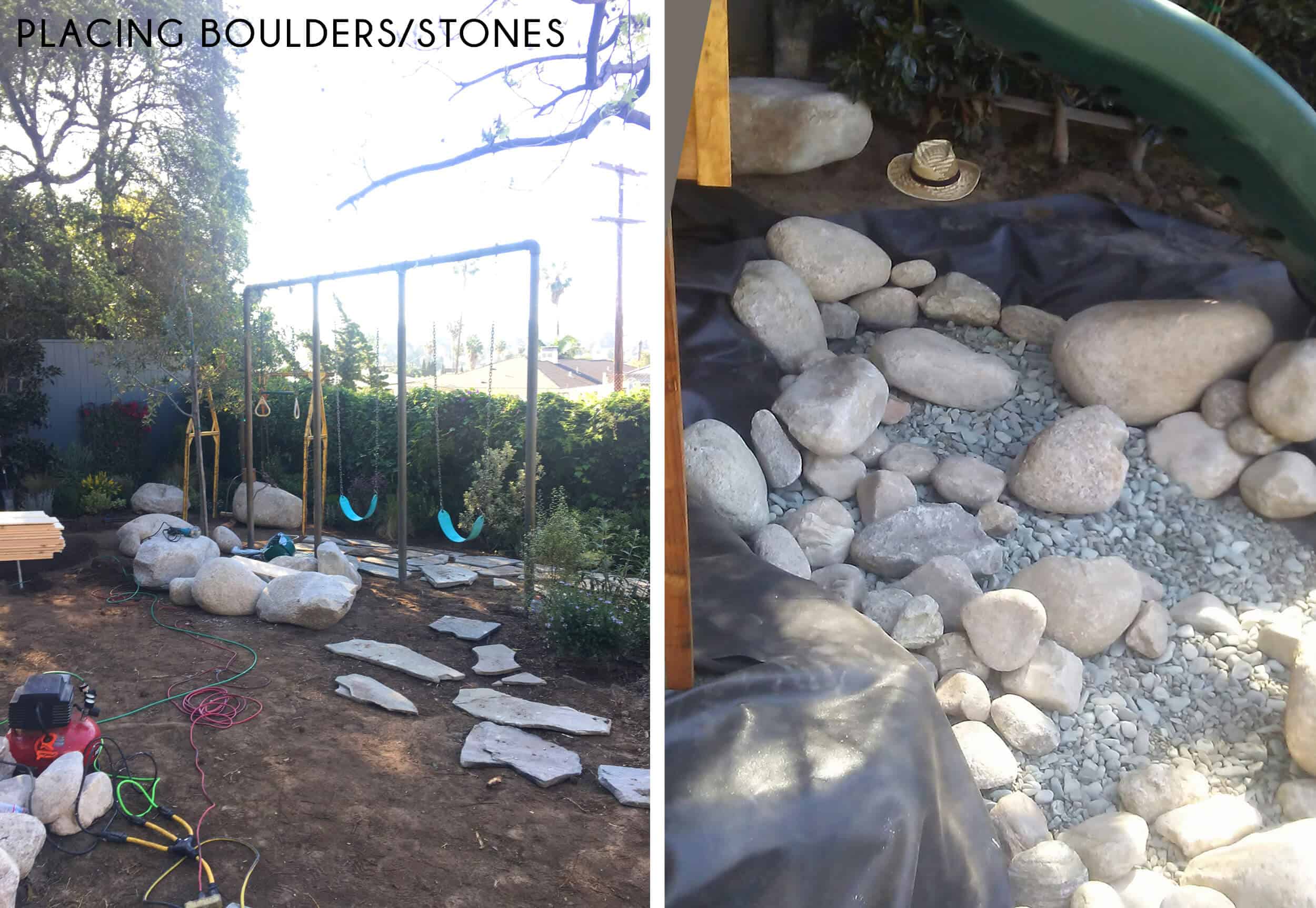 Emily-Henderson_Waverly_Modern-English-Cottage_Backyard_Plan-From-Gardener_Side-by-Side_Placing-Boulders-and-Stones