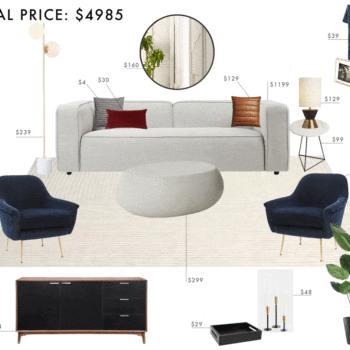 Emily Henderson Budget Room Living Room Modern Italian Structural Rich Tones Traditional Gif 1