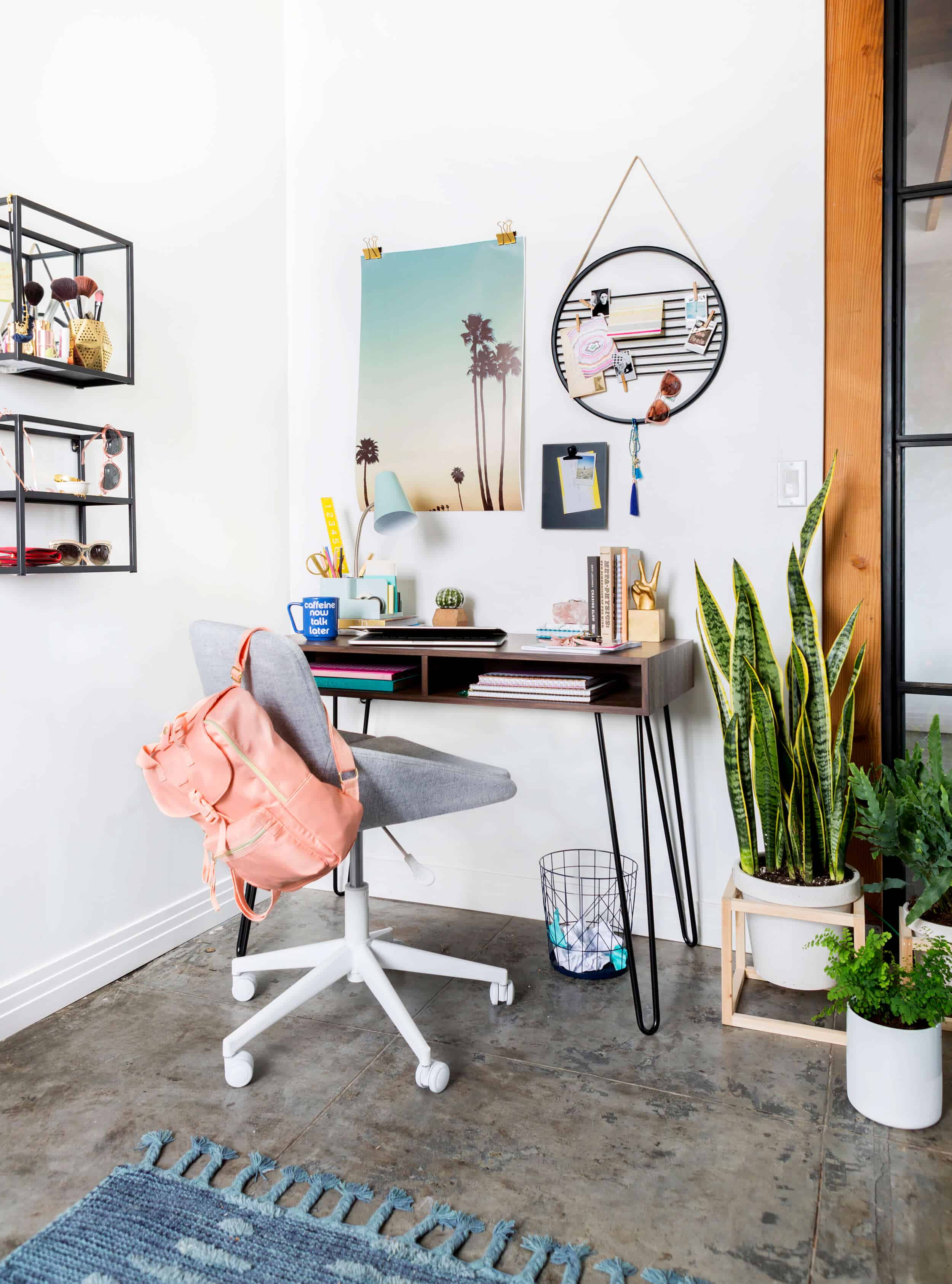Emily Henderson Target Dorm Room Back To School Boho Eclectic Collage Wall Rocker Chic Musician Artistic Cinderblock Bed Leather Strap Headboard Diy 17