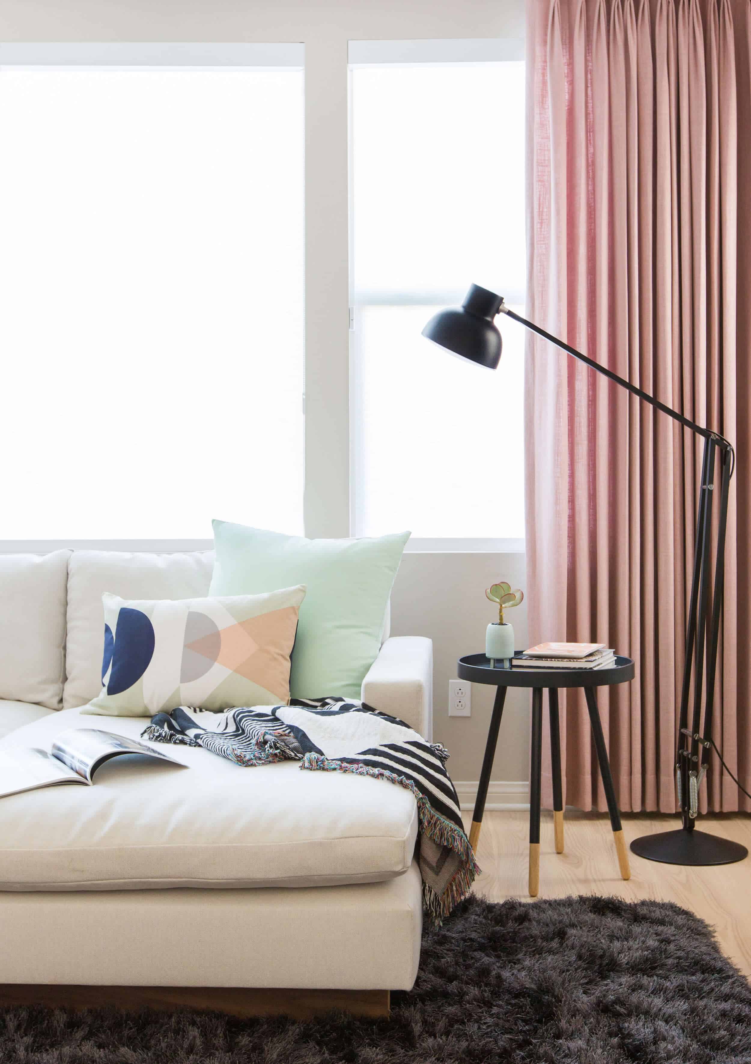 Emily Henderson Design Milk Modern Pink Black And White Jaimie Derringer Living Room Reveal 10