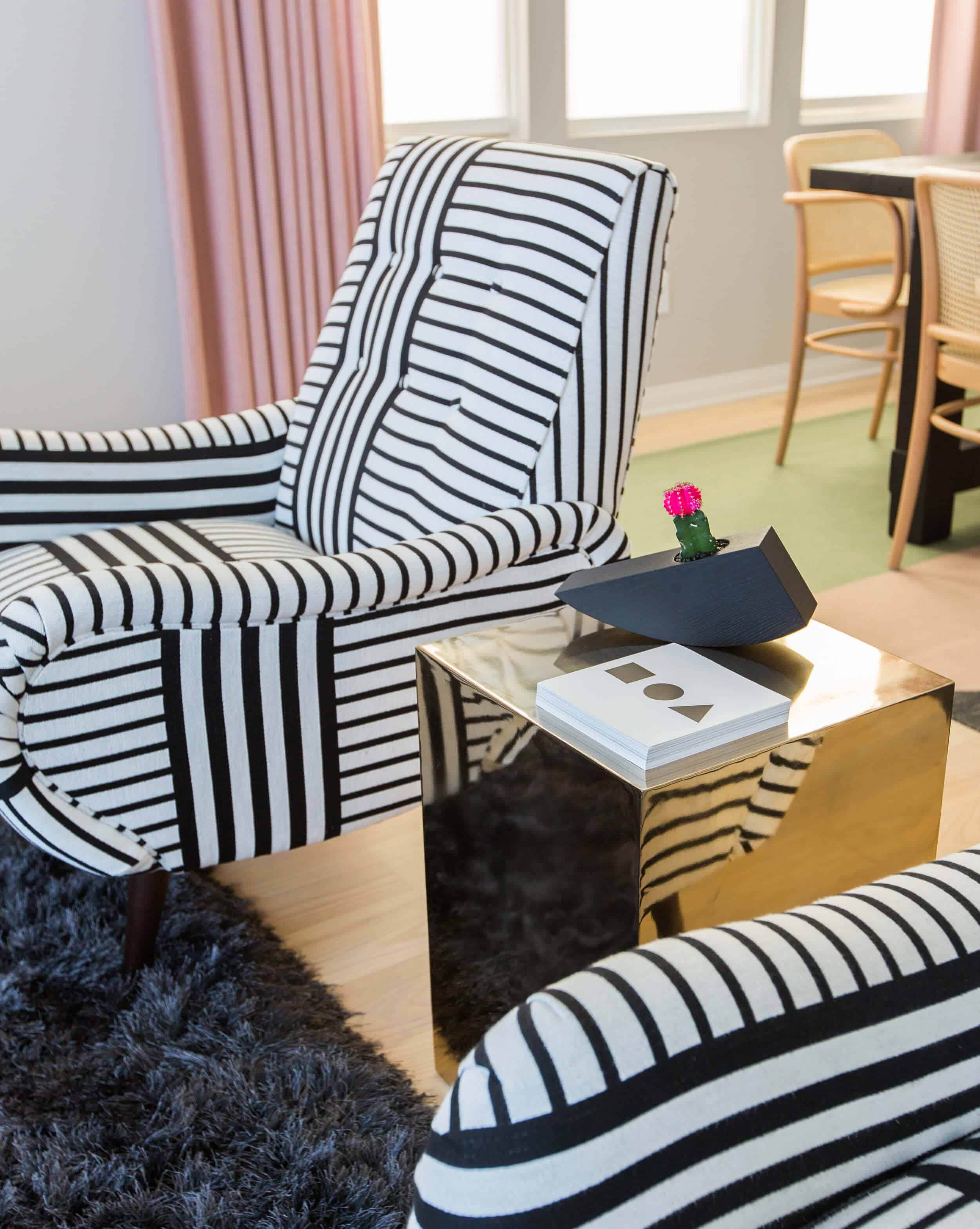 Emily Henderson Design Milk Modern Pink Black And White Jaimie Derringer Living Room Reveal 11